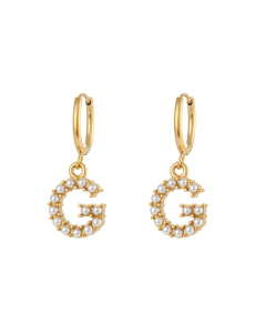 Plated 18K Gold Pearl Letter G Stainless Steel Letter Earrings 