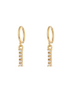 Plated 18K Gold Pearl Letter I Stainless Steel Letter Earrings 