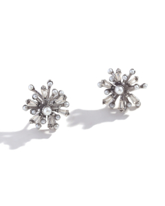 Steel Color Temperament Pearl Zircon Fireworks Stainless Steel Earrings 