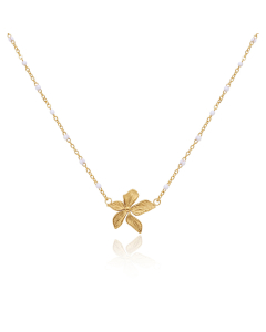 Fine Jewelry Petals White Beads Short Stainless Steel Clavicle Chain Necklace