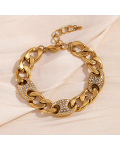 Wholesale Stainless Steel Bracelet Pig Nose Zircon Inlaid Bracelet