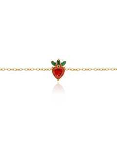 Hot Sale Strawberry Diamond Colored Stainless Steel Bracelet