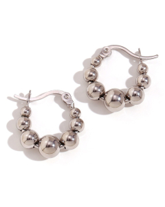 Niche Non-fading Plated 18K Gold Gradient Size Beads Stainless Steel Earrings 