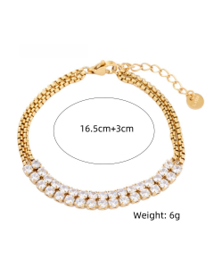 Wholesale Stainless Steel Bracelet INS Style Fashion Bracelet Plated 18K Gold Inlaid Zircon Bracelet