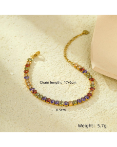 Wholesale Stainless Steel Bracelet INS Style Fashion Bracelet Plated 18K Gold Inlaid Zircon Bracelet