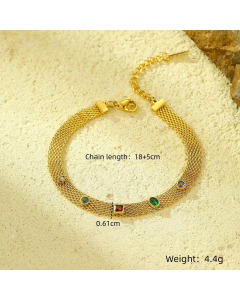 Wholesale Stainless Steel Bracelet INS Style Fashion Bracelet Plated 18K Gold Inlaid Zircon Bracelet