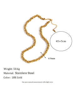 Wholesale Stainless Steel Fine Jewelry Plated 18K Gold Necklace Bracelet -Necklace-Gold Color