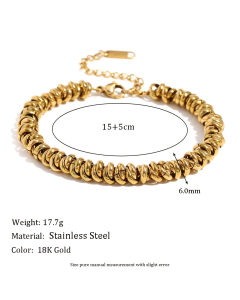 Wholesale Stainless Steel Fine Jewelry Plated 18K Gold Necklace Bracelet -Bracelet-Gold Color