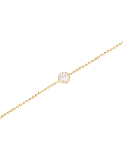 Simple Plated 18K Gold Single White Diamond Stainless Steel Bracelet