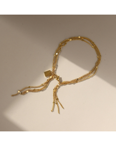 Wholesale Stainless Steel Bracelet Fairy Style Plated 18K Gold Three-Layer Tassel Bracelet