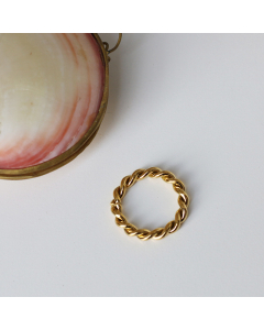 Gold Color Twist Rope Ring Plated 18K Gold Non-fading Stainless Steel Ring