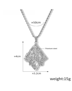 Steel Color Pleated Texture Geometric Pendant Stainless Steel Twist Chain 