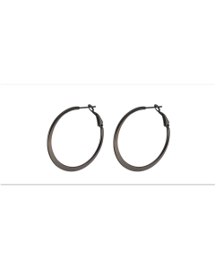 Black Press Flat Round Plated 18K Gold Stainless Steel Earrings