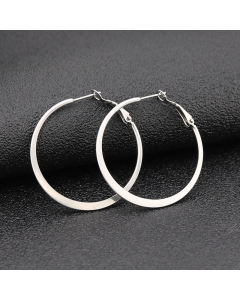 Steel Color Press Flat Round Plated 18K Gold Stainless Steel Earrings