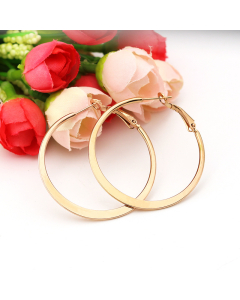 Gold Color  Press Flat Round Plated 18K Gold Stainless Steel Earrings