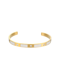 Wholesale Stainless Steel Bangles Rectangular Zircon Dripping Oil Open Bracelet-01-White