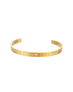 Wholesale Stainless Steel Bangles Rectangular Zircon Dripping Oil Open Bracelet-01-Yellow