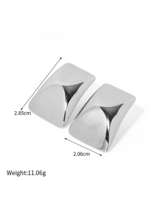 Wholesale Stainless Steel Earrings Rectangular Square Heart Earrings-Steel Color-04