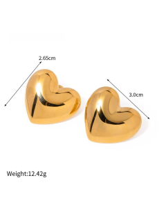 Wholesale Stainless Steel Earrings Rectangular Square Heart Earrings-Gold Color-03