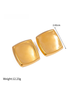 Wholesale Stainless Steel Earrings Rectangular Square Heart Earrings-Gold Color-02