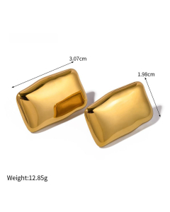 Wholesale Stainless Steel Earrings Rectangular Square Heart Earrings-Gold Color-01