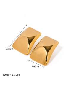 Wholesale Stainless Steel Earrings Rectangular Square Heart Earrings-Gold Color-04