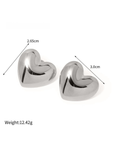 Wholesale Stainless Steel Earrings Rectangular Square Heart Earrings-Steel Color-03