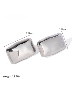 Wholesale Stainless Steel Earrings Rectangular Square Heart Earrings-Steel Color-01