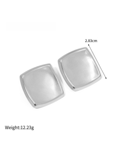 Wholesale Stainless Steel Earrings Rectangular Square Heart Earrings-Steel Color-02
