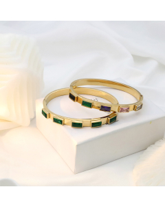 Wholesale Women's Stainless Steel Bracelet Rectangular Zircon Buckle Bracelet