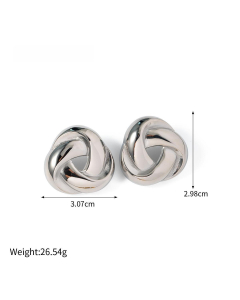 Steel Color 18K Gold Stainless Steel Retro Braid Feeling Earrings