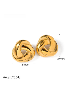 Gold Color 18K Gold Stainless Steel Retro Braid Feeling Earrings