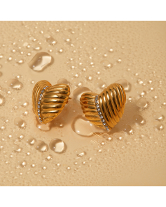 Wholesale 18K Gold Stainless Steel Earrings Ribbed Love Earrings 