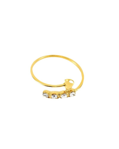 Temperament Personality Fashion Exquisite Inlaid Crystal Opening Stainless Steel Ring Female