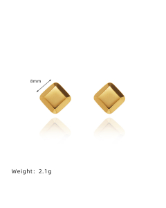 Minimalist Rivet Block Geometric Smooth Three-dimensional Chocolate Stainless Steel Earrings 