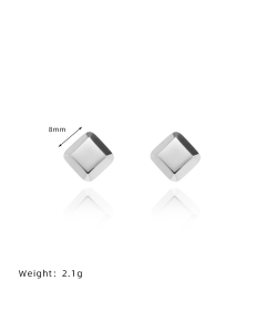 Fashion Rivet Block Geometric Smooth Three-dimensional Chocolate Stainless Steel Earrings 