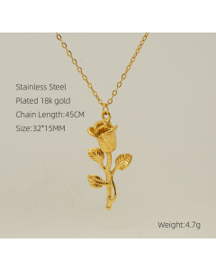 Elegant Rose Flower Irregular Shell Stainless Steel Collarbone Chain Necklace For Women