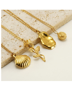 Wholesale Stainless Steel Necklace Fashion Commuter Rose Flower Irregular Shell Collarbone Chain Necklace For Women
