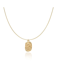 Vintage Rose Tulip Coin Irregular Stainless Steel Flower Necklace
