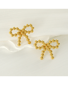 Wholesale Stainless Steel Earrings Round Bead Bow Earrings