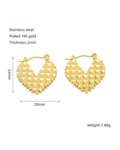 High Quality Non-fading Round Bead Heart Stainless Steel Earrings For Women