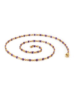 Casual Vacation Round Stainless Steel Enamel 18K Gold Plated Necklace