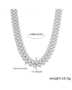 Round Brand Flower Stitching Necklace Bracelet Wholesale Stainless Steel Jewelry Set-Steel Color-Necklace