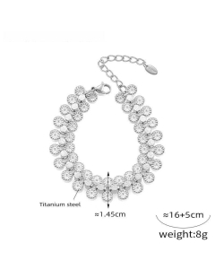 Round Brand Flower Stitching Necklace Bracelet Wholesale Stainless Steel Jewelry Set-Steel Color-Bracelet