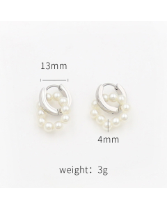 Steel Color Round Pearl Earrings Non-fading Plated 18K Gold Stainless Steel Earrings 
