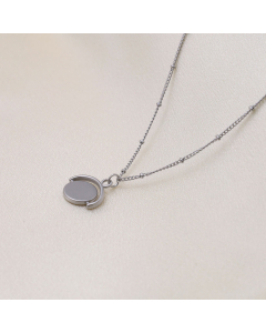 Steel Color Round Bead Chain With Small Round Piece Pendant Necklace Stainless Steel Necklace 