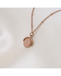 Rose Gold Color Round Bead Chain With Small Round Piece Pendant Necklace Stainless Steel Necklace 