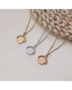 Wholesale Stainless Steel Necklace Fashion Minimalism Round Bead Chain With Small Round Piece Pendant Necklace