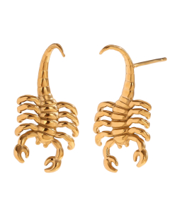 Wholesale Stainless Steel Necklace Scorpion Pendant Necklace Earrings -Earrings-Gold Color