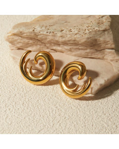 Wholesale 18K Gold Stainless Steel Earrings Sea Wave Earrings
